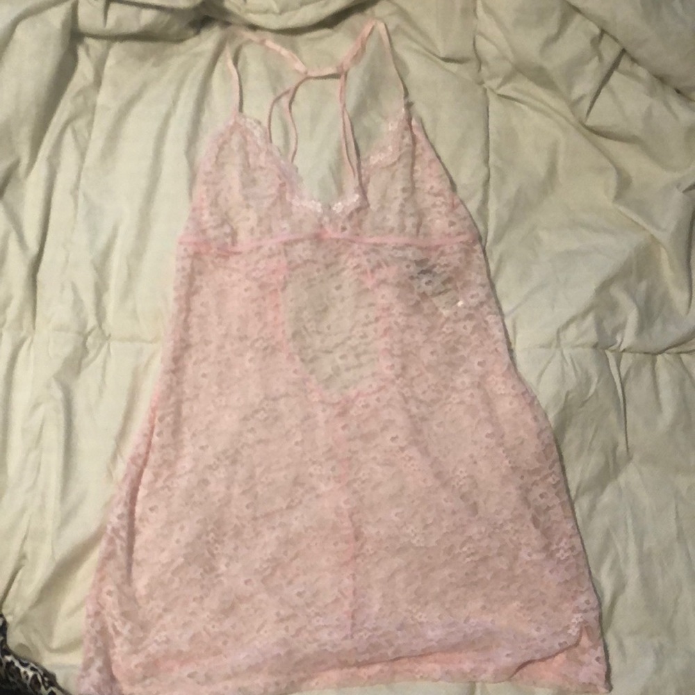 Pink lace teddy set
